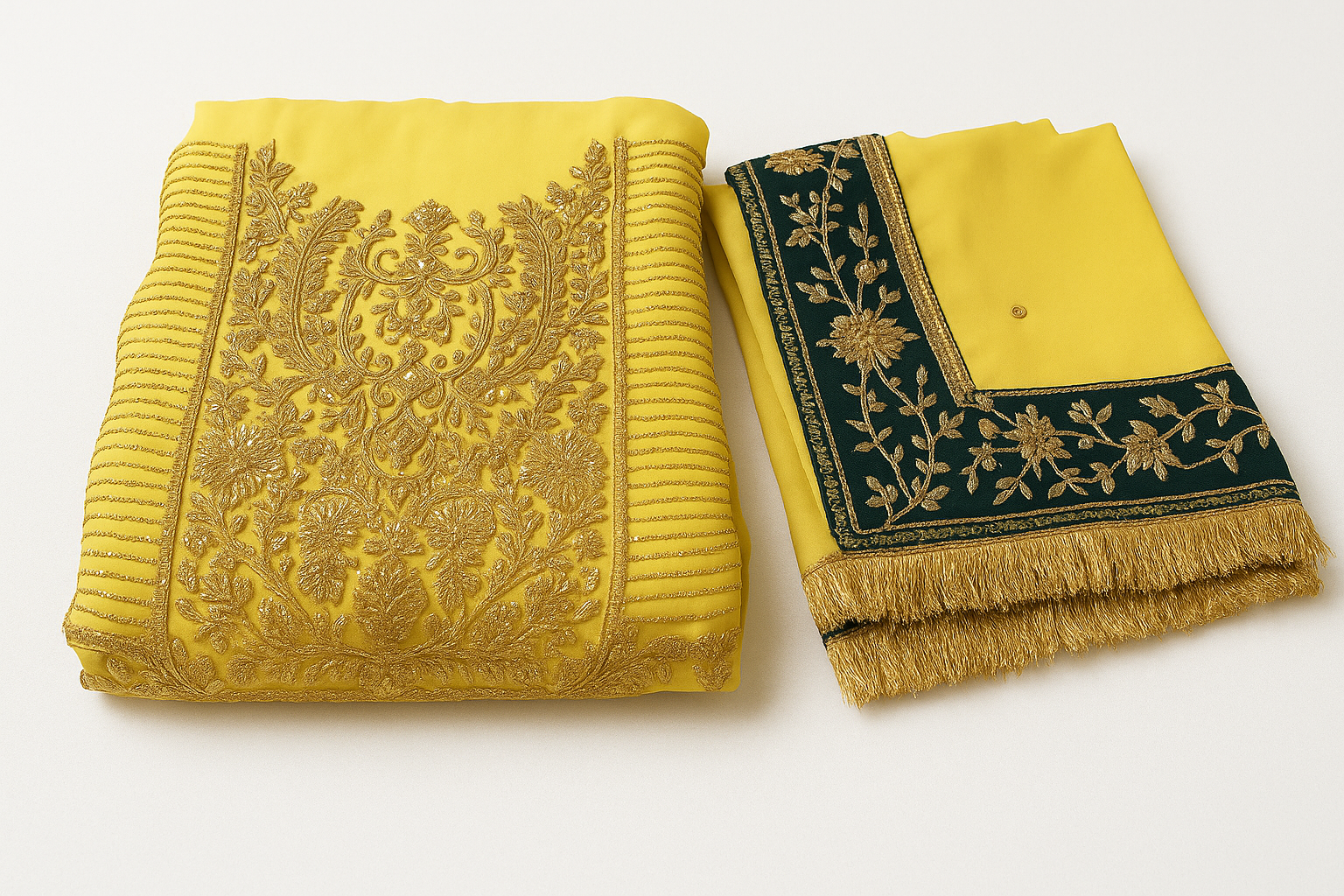 Yellow Embroidered Unstitched Suit Set